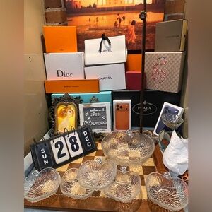 5 Fruit Apple Dessert Appetizer Crystal Glass Art Deco Table N7645